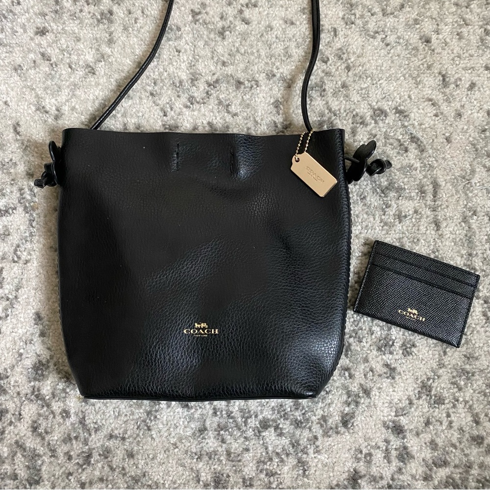 Coach Derby Slim Black Leather Crossbody Bag - Picture 2 of 9